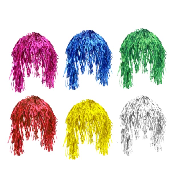 Peruca Metalizada Festa Fantasia Kit 5 Unidades Cores Sortidas