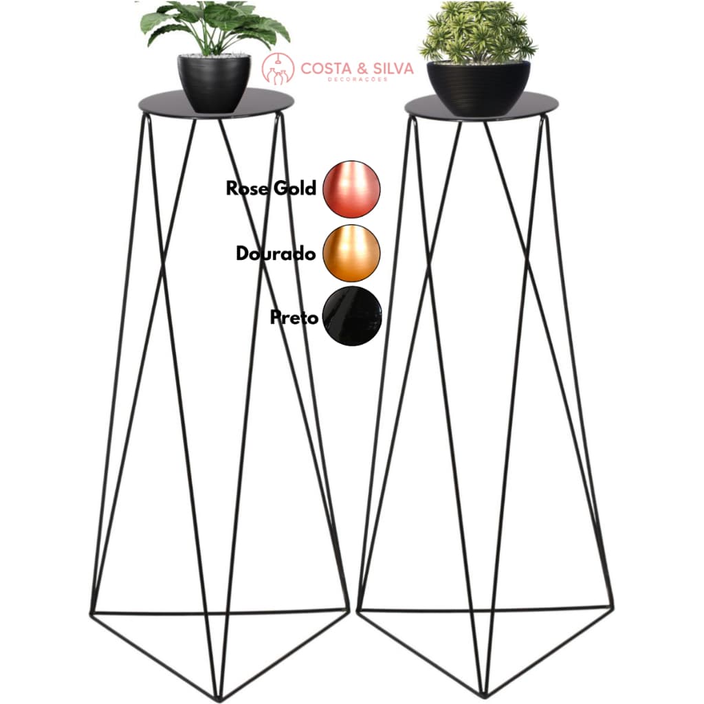 2 Vaso Suporte Tripé Plantas Chão Table Triangular 80cm Alto