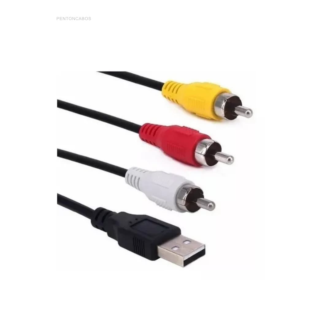 Cabo Usb 2.0 - Para Rca 3 Vias Áudio E Vídeo 1.5 Metros