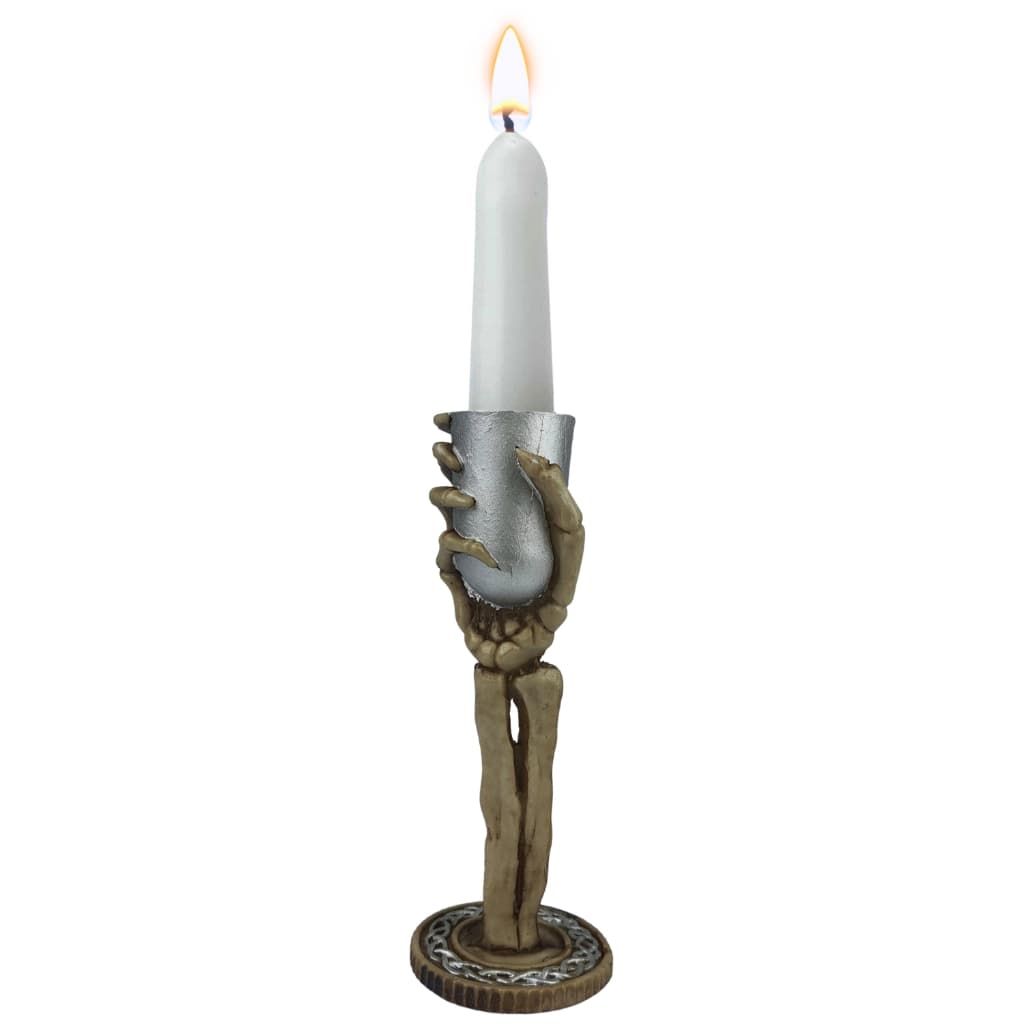 Porta Vela Mao Esqueleto Cranio Caveira Castical Enfeite Halloween em Resina