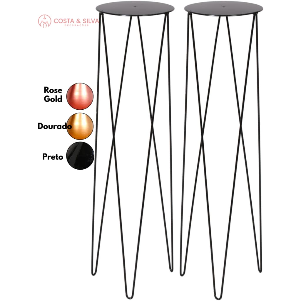 2 Vaso Suporte Tripé Plantas Chão Table Grande 80cm Alto