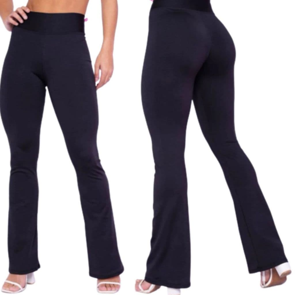 calça flare cintura alta, calça social flare boca de sino malha crepe