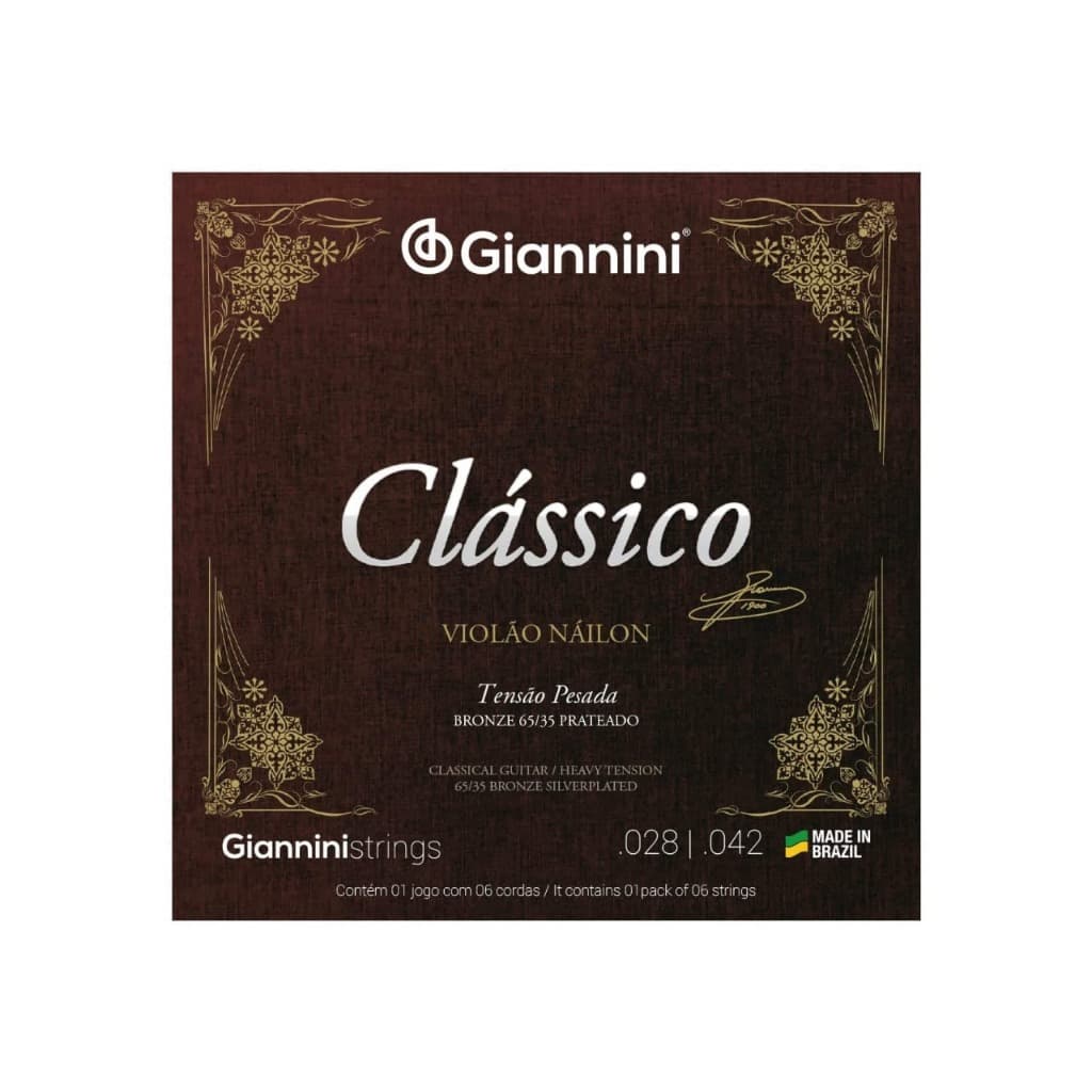Encordoamento Violão Nylon Giannini Clássico Tensão Pesada