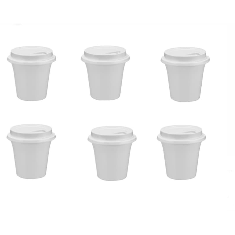 conjuntos 6 copos plastico 400ml liso branco preto com tampa Plasti Festa cafe suco bebida