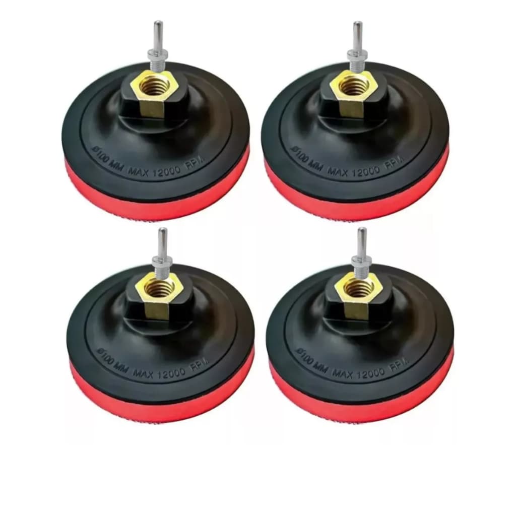 4x Suporte Para Lixa Com Velcro Espuma 100mm 4'' + Adaptador
