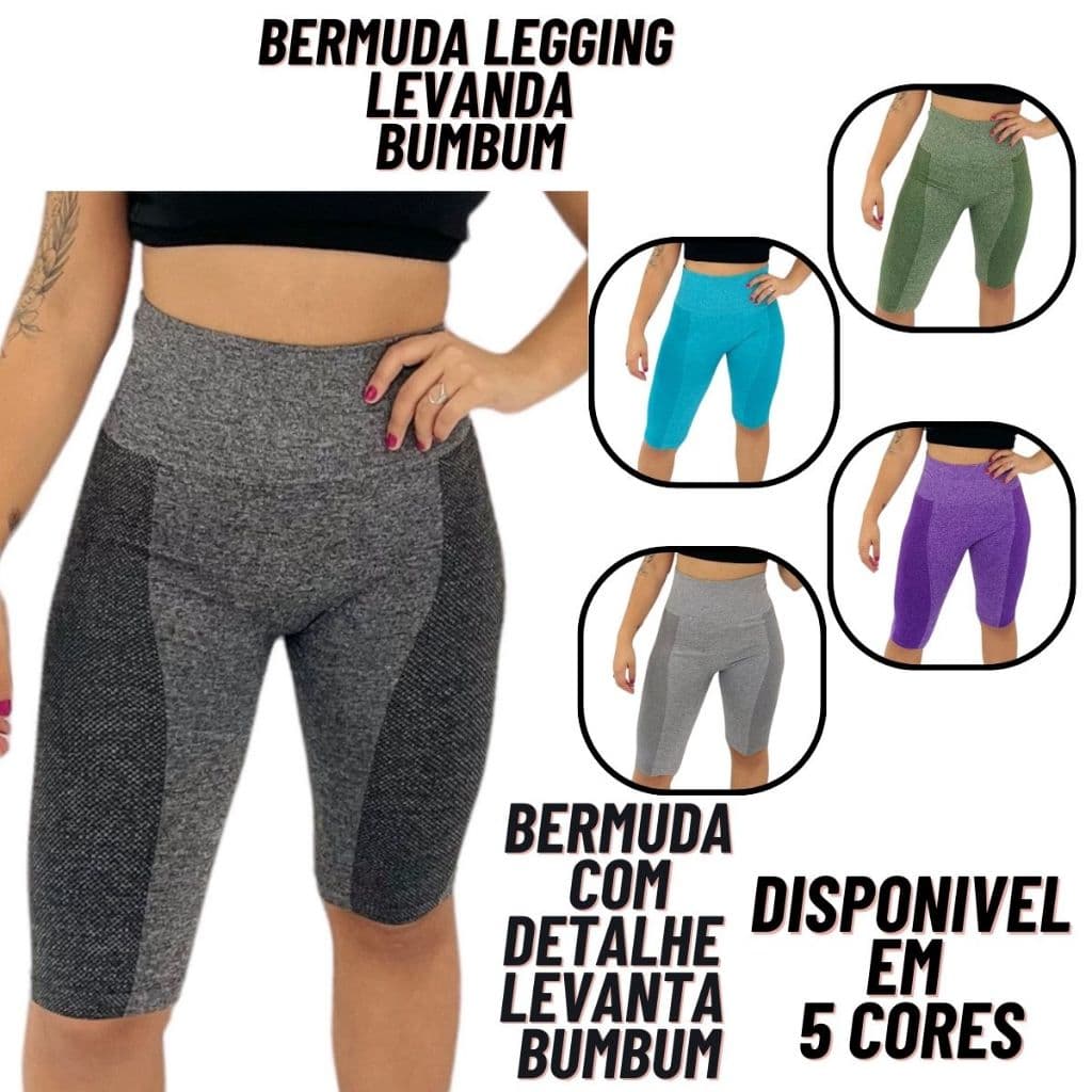 Bermuda Short Sem Costura Levanta Bumbum Modeladora Academia