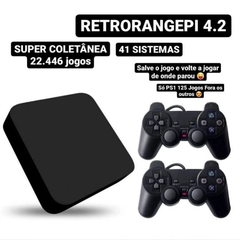 Retrô Game Box 20 Mil Jogos 38 Sistemas + 2 Controles Retrorangepi