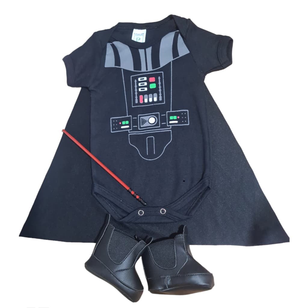 Kit Body e Acessórios Temático Bebê Mêsversário Infantil Darth Vader Star Wars