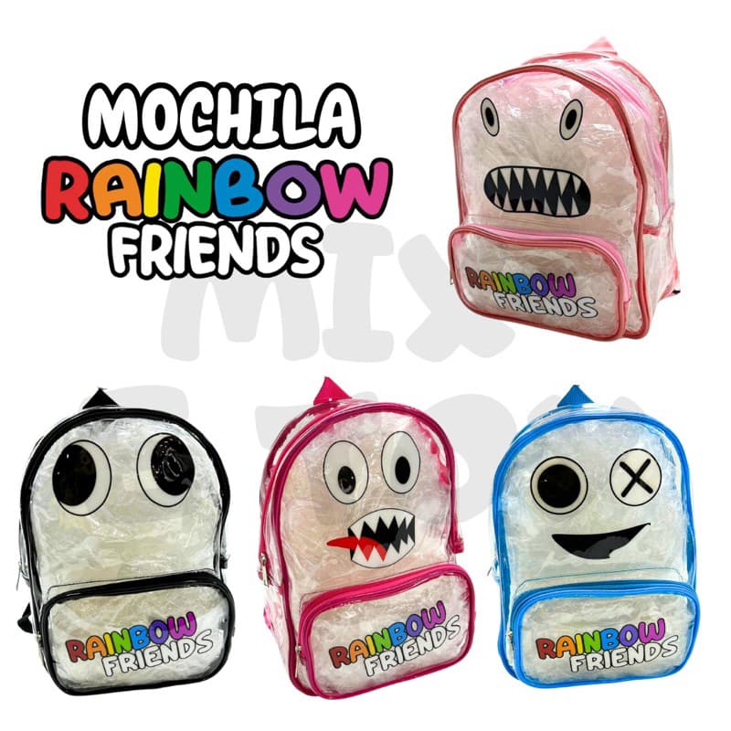 Mochila Transparente Rainbow Infantil Praia Piscina Passeio