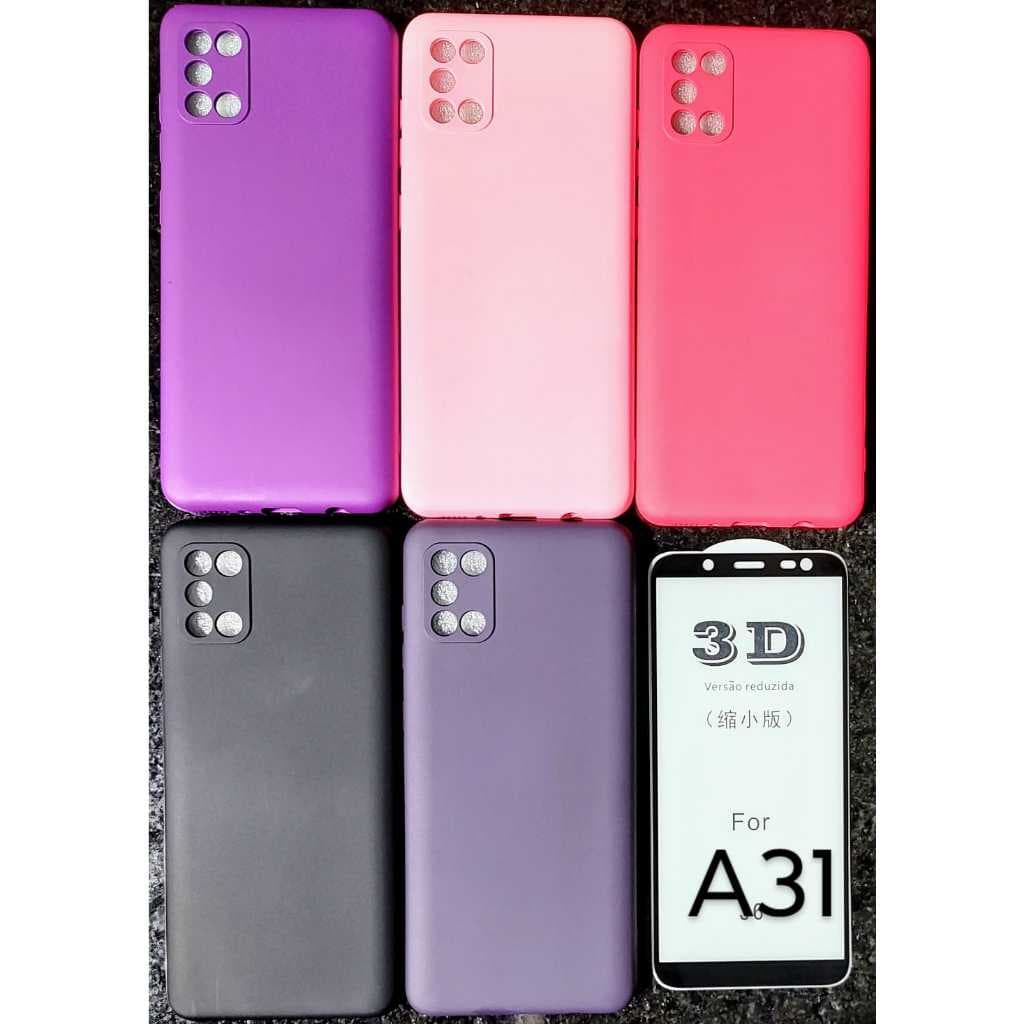 Capinha Galaxy A31 (Kit Película de Vidro 3D, Capa de Silicone  ou TPU e Kit de limpeza de tela)