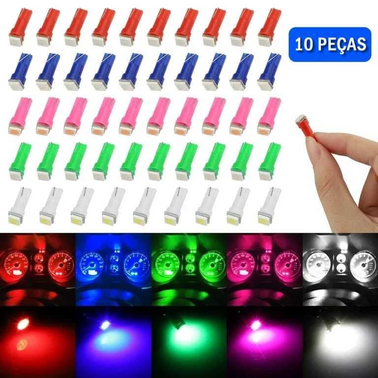 10 Lâmpadas Lâmpada de Led Pinguinho T5 1 Led Painel Carro Moto Caminhão