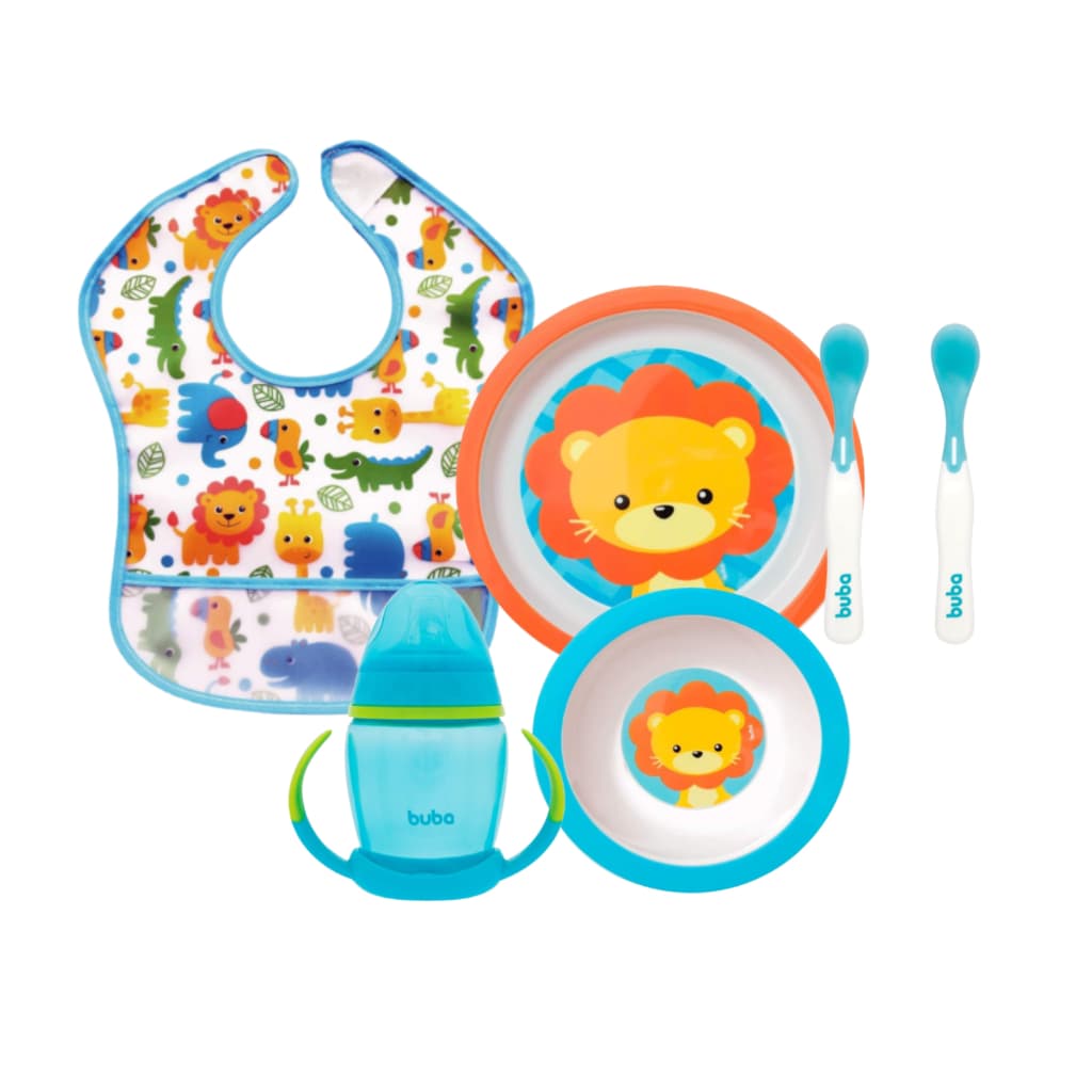 Kit Introdução Alimentar Buba Prato Bowl Colher Treinamento Copo Treinamento Babador Impermeavel