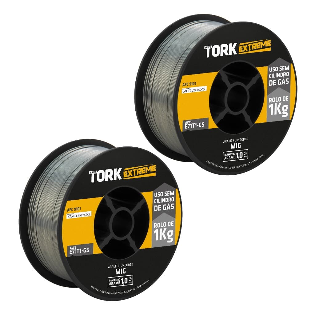Arame Para Solda Mig Uso Sem Gás 1.0mm - Kit 2 Rolos De 1 Kg Super Tork