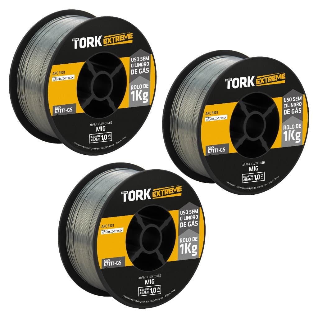 Arame Para Solda Mig Uso Sem Gás 1.0mm - Kit 3 Rolos De 1 Kg Super Tork