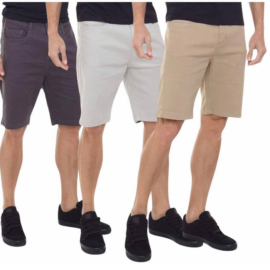Bermuda Sarja Masculina C/ Elastano - 38 ao 48 - Preta Bege Branca Verde Azul Caramelo Cinza