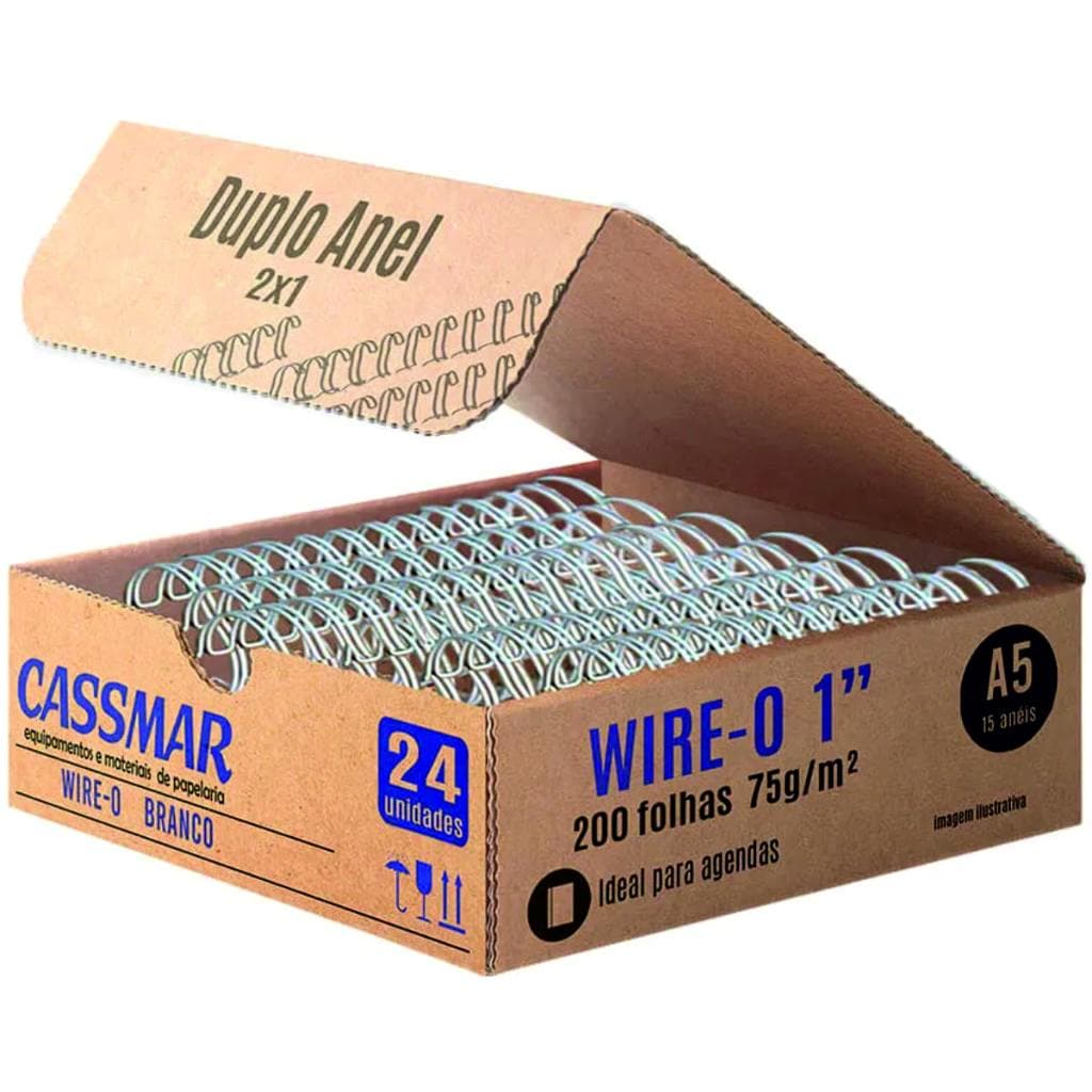 Wire-o para Encadernação 2x1 A5 Branco 1 para 200 fls 24un