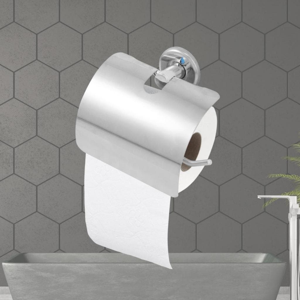 Porta Papel Higiênico Papeleira Suporte Para Papel com Tampa Aço Inox 304