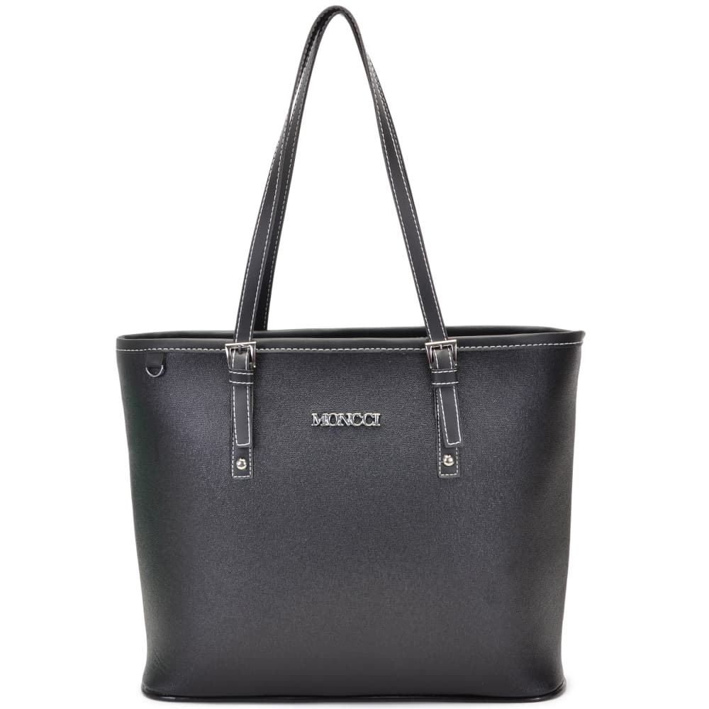 bolsa de ombro grande de ziper forrada detalhe fivela promoção Moncci