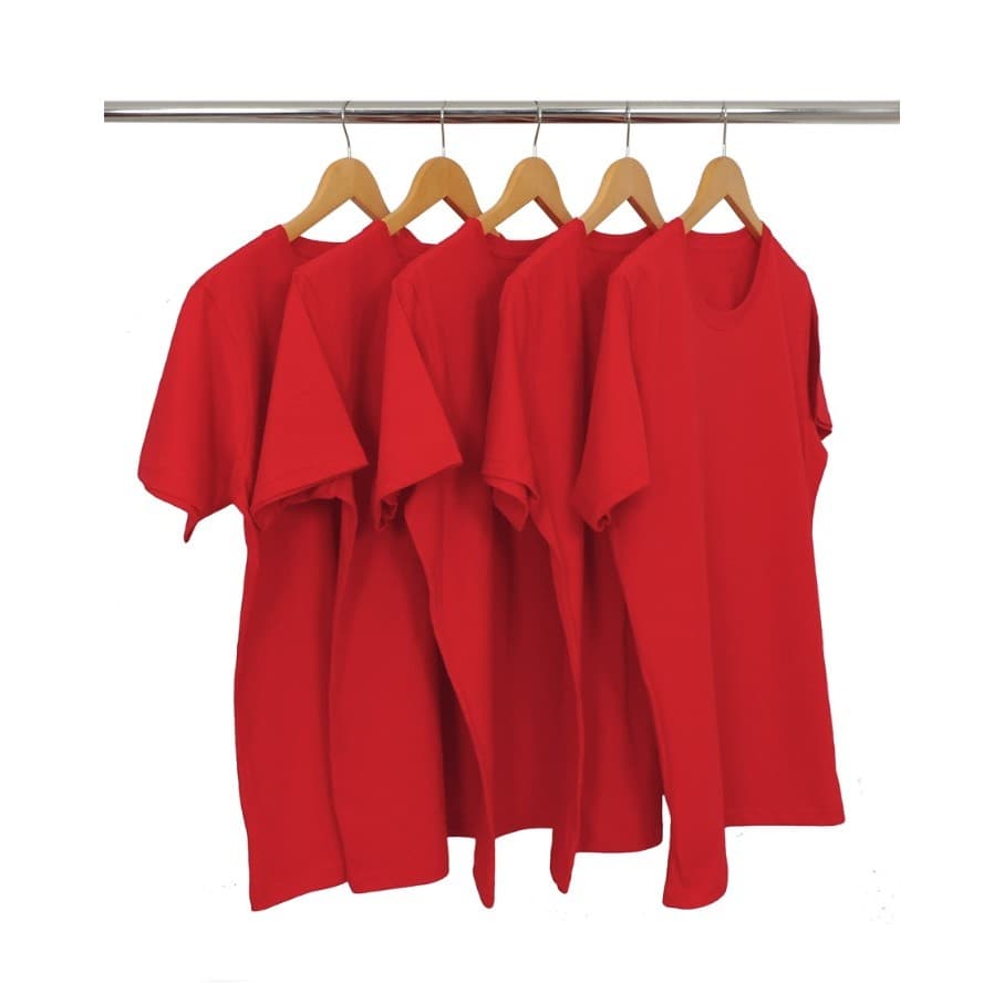 Kit 5 Camisetas Lisa Masculino Manga Curta 100% Poliéster Cor Vermelho