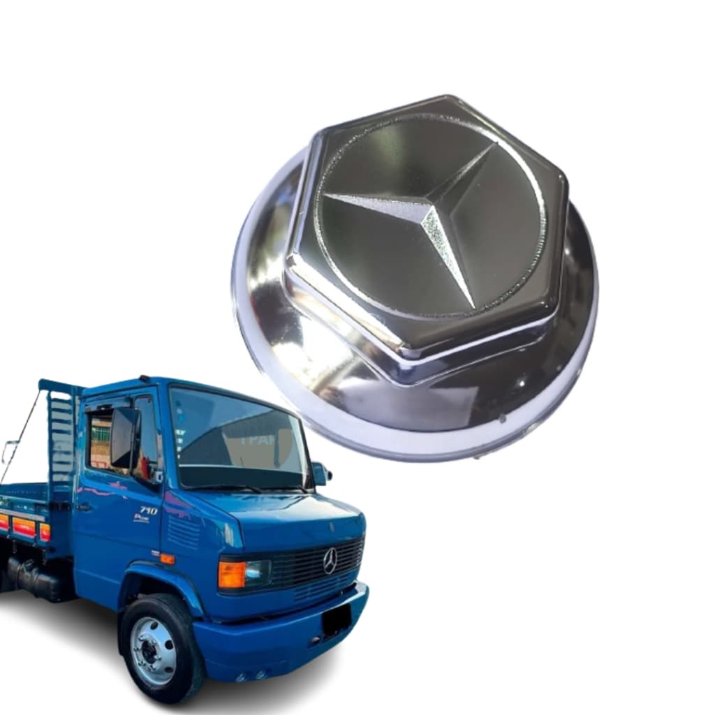 PAR Sobre Tampa Cromada Cubo Dianteiro Mercedes Mb 710 709 608 Capa do Cubo