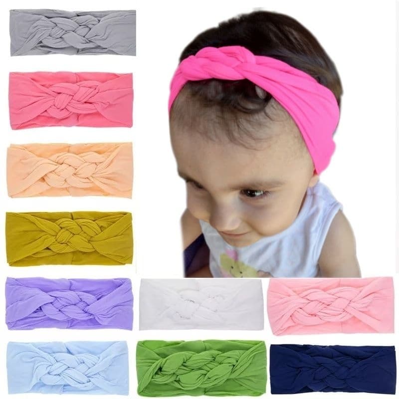 Kit 3 Turbantes Trançado Bebê Menina Infantil Acessório de Cabelo Newborn Maternidade Enxoval Faixa