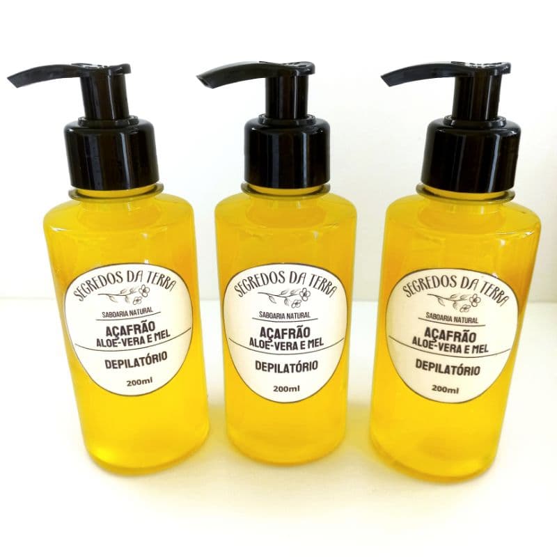 kit 3 Sabonetes Líquidos de Açafrão c/ Aloe-Vera, Depilatório