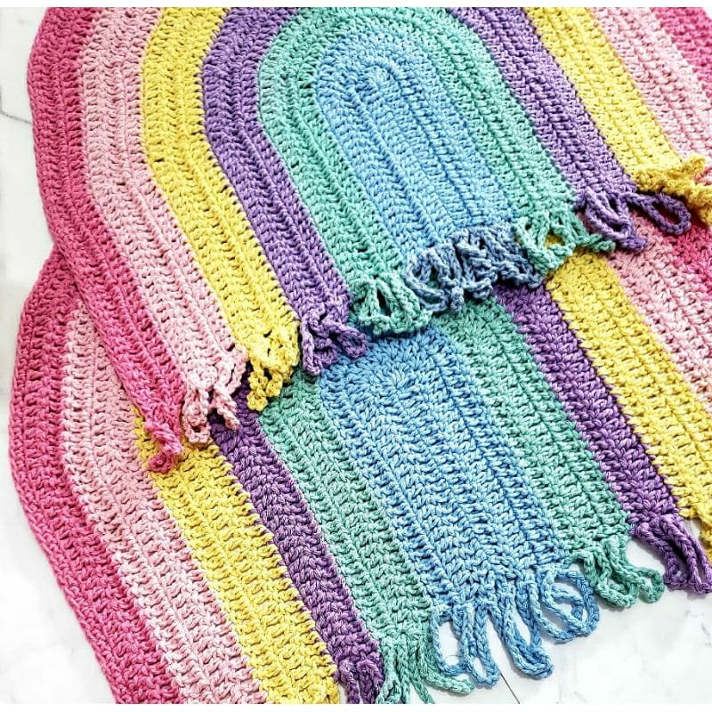 Tapete Arco iris em croch锚, candy collor, boho, meia lua 60x45/70x 49 /100x49