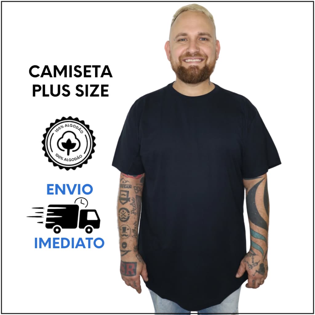Camiseta Masculina Plus Size Lisa