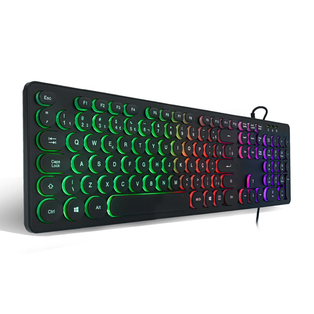Teclado Gamer Usb Com Iluminação Led Teclas Em Formato Arredondado