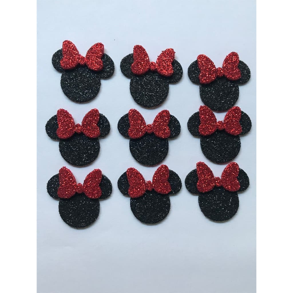 100 Apliques Decoração Pet Shop Mickey Ou Minnie No Eva Liso ou com Glíter ( Sem Adesivo ) com 2,5 cm