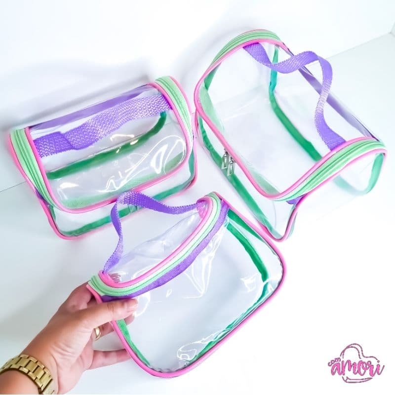Necessaire Malinha Transparente Organizadora Para Maquiagens Cosméticos Viagens Higiene Creche