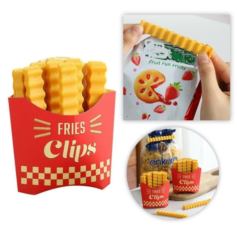 Lacre Veda Prendedor Embalagem Formato Batata Frita 12 Unidades Cozinha