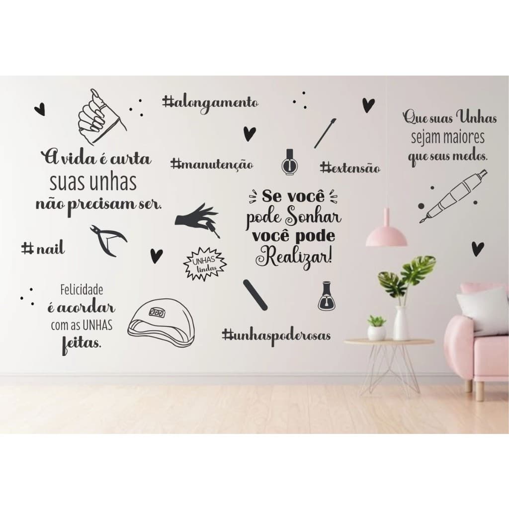 Adesivo De Parede Decorativo Nail Nails Designer Manicure Unha Mão