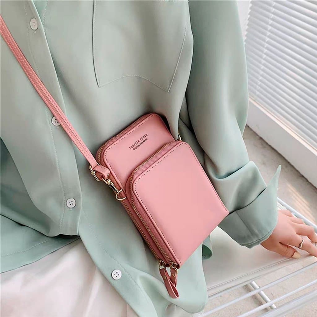 Bolsa transversal moda feminina trabalho social porta celular com 3 divisorias
