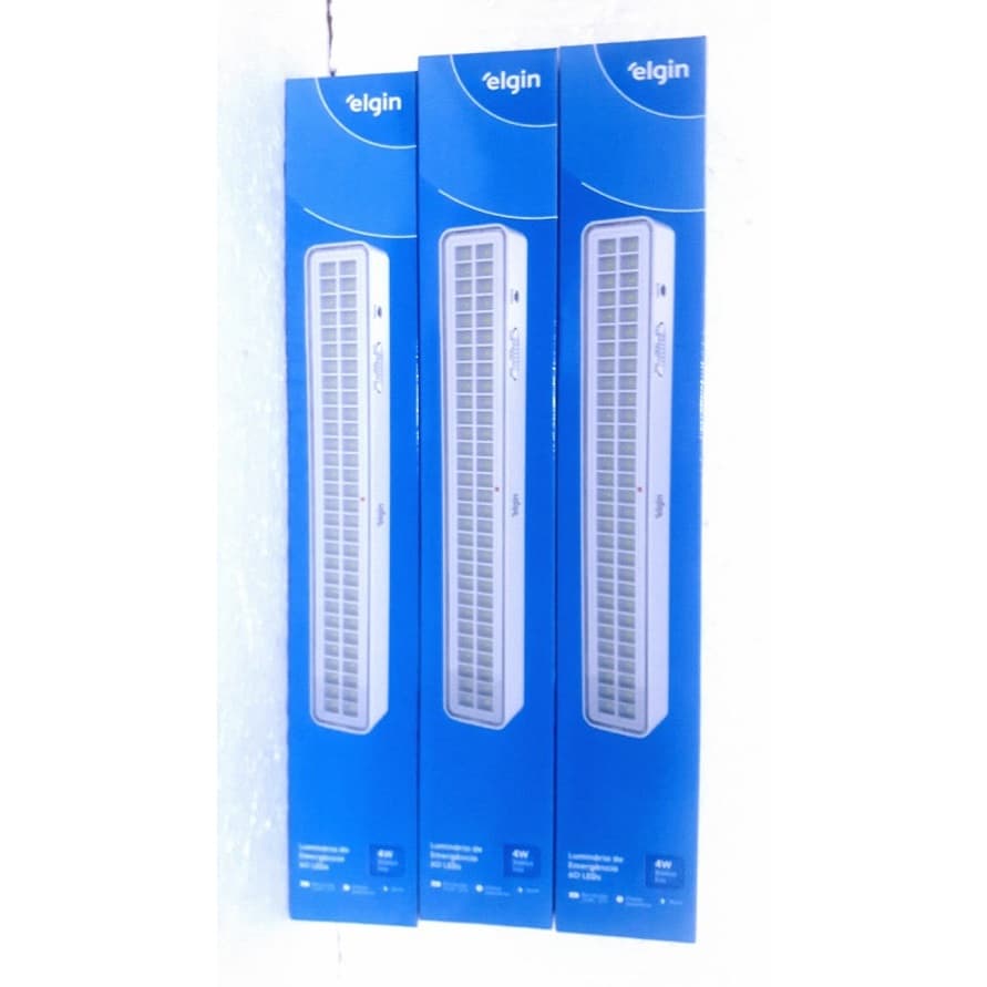 Kit 3 luminaria de emergência 48LEM60L0000 Elgin 4w (60 Leds)