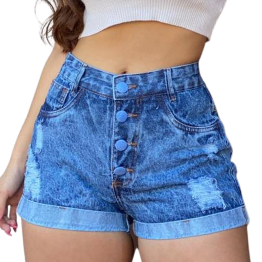 Short Jeans Feminino bermuda destroyed Jeans Premium Da moda. Short Jeans Feminino bermuda destroyed Jeans curto