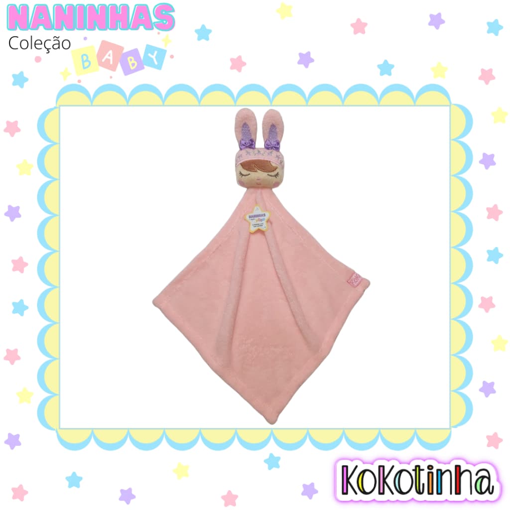 Naninha Bonequinha - Naninha boneca de orelhinha e lacinho para menina - mantinha com bichinho para bebês