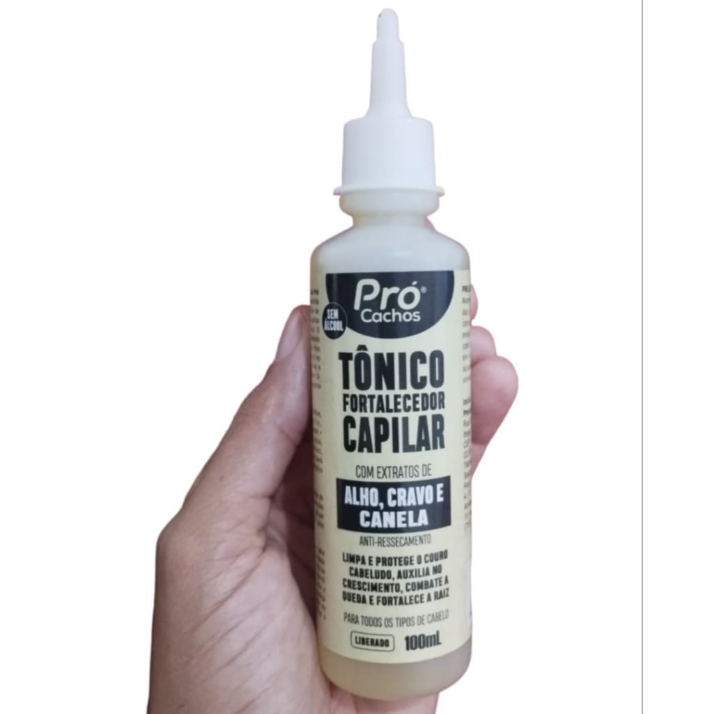 Tônico fortalecedor capilar - Alho, cravo e canela - Pro cachos - 100ml