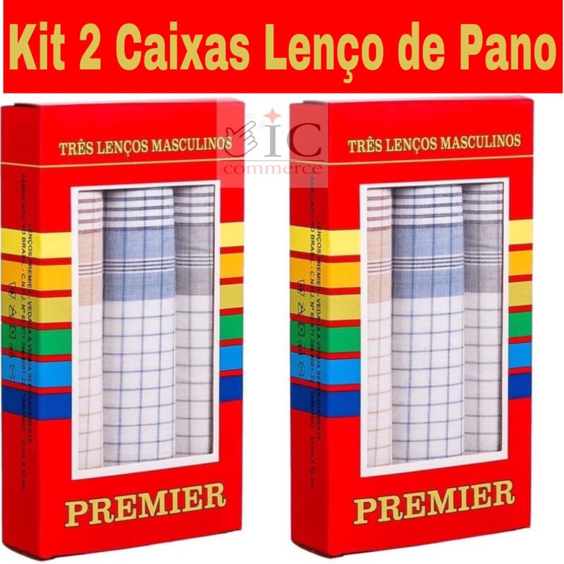 kit 2 Caixa Lenço de Pano Masculino/Caixa com 3 unidades cada