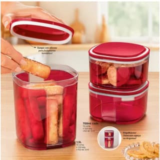 Tupperware Pote Visual Transparente - Policarbonato Vermelho Luxo