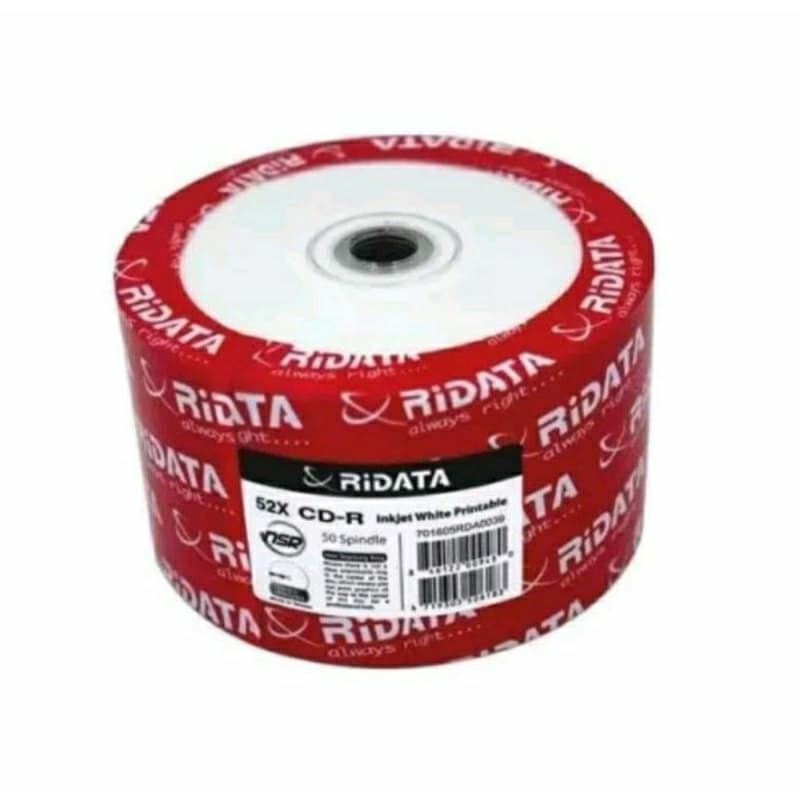 100 CD-R PRINTABLE RIDATA 700MB 80MINUTOS 52X ORIGINAL