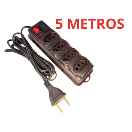 Filtro de Linha Régua 4 Tomadas Cabo 3 Metros e 5 Metros bivolt Fusível Chave E Led 10A