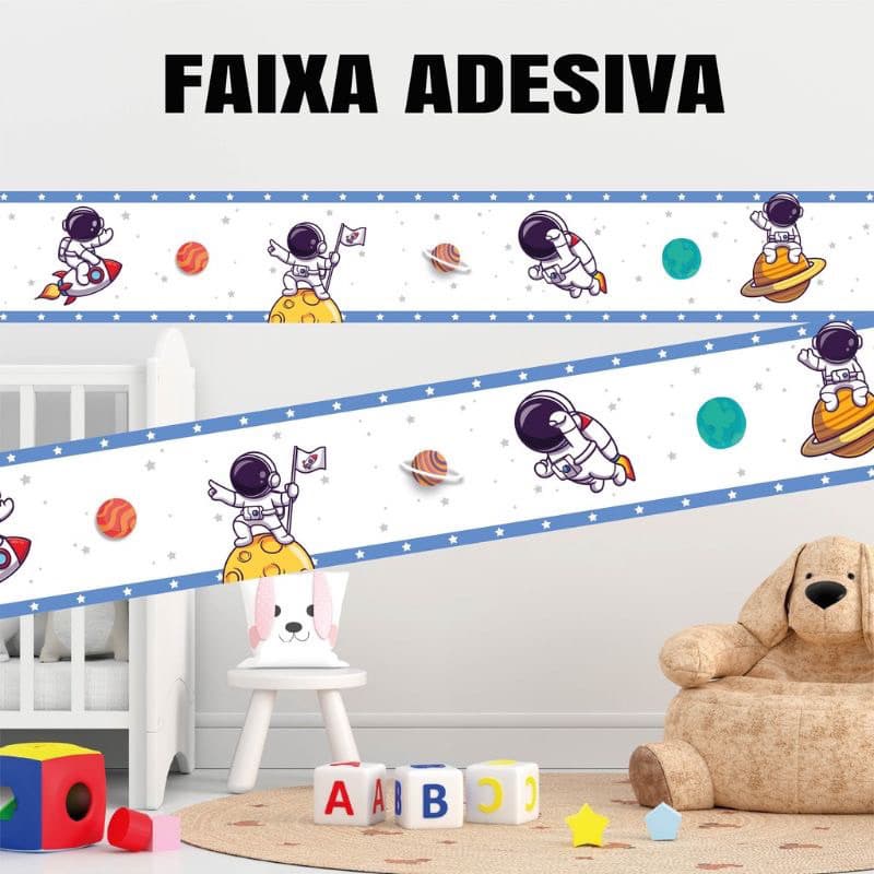 Kit 4 Faixas Decorativas Adesivas Quarto Infantil Astronauta