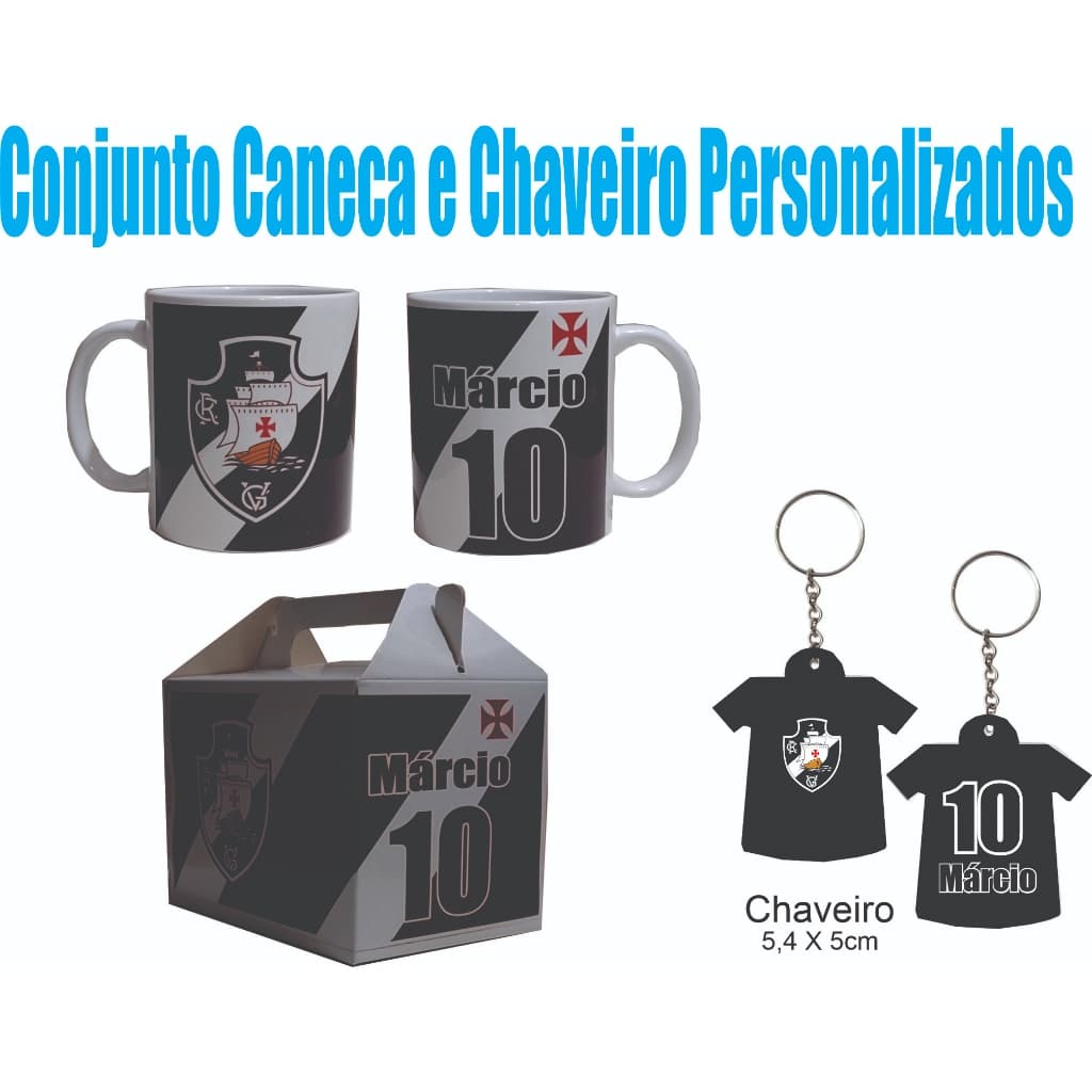 Caneca / Xicara Porcelana Vasco + Caixa Personalizada