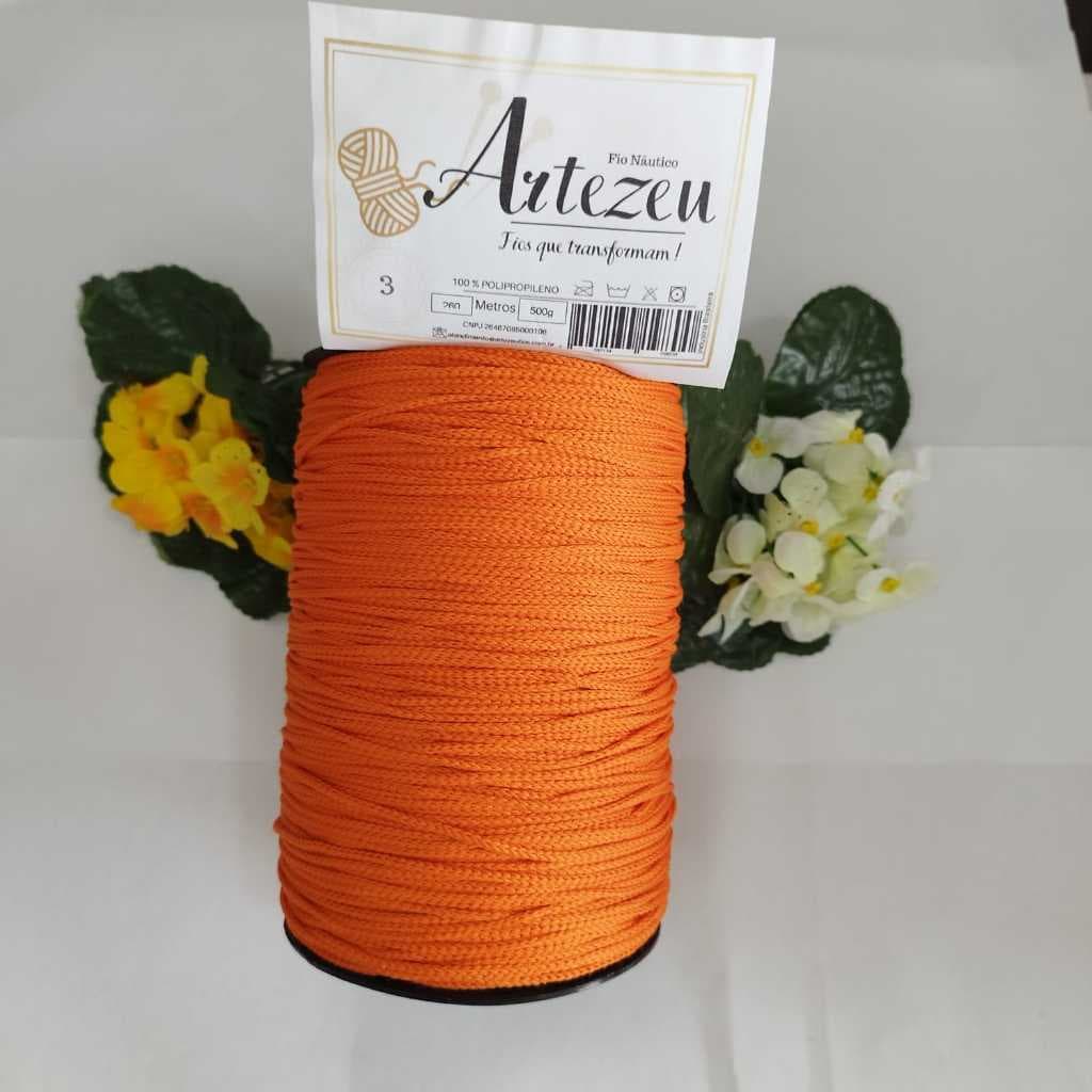 Fio Náutico 3mm 500g 3/1 para crochê artesanato bolsa tricô macramê Artezeu Fios