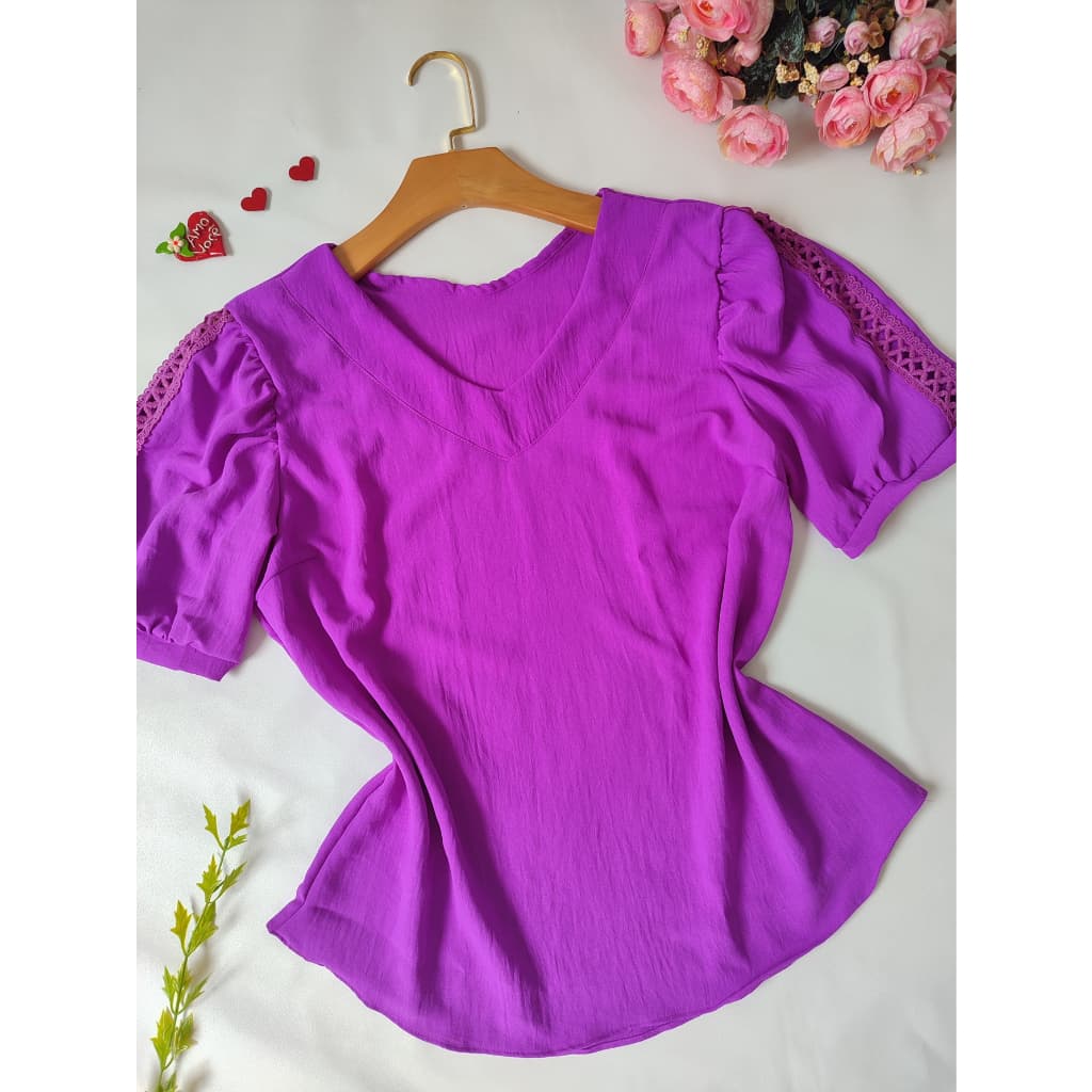 YW & X MODA   blusa feminina de duna manga curta com renda tamanho pequeno