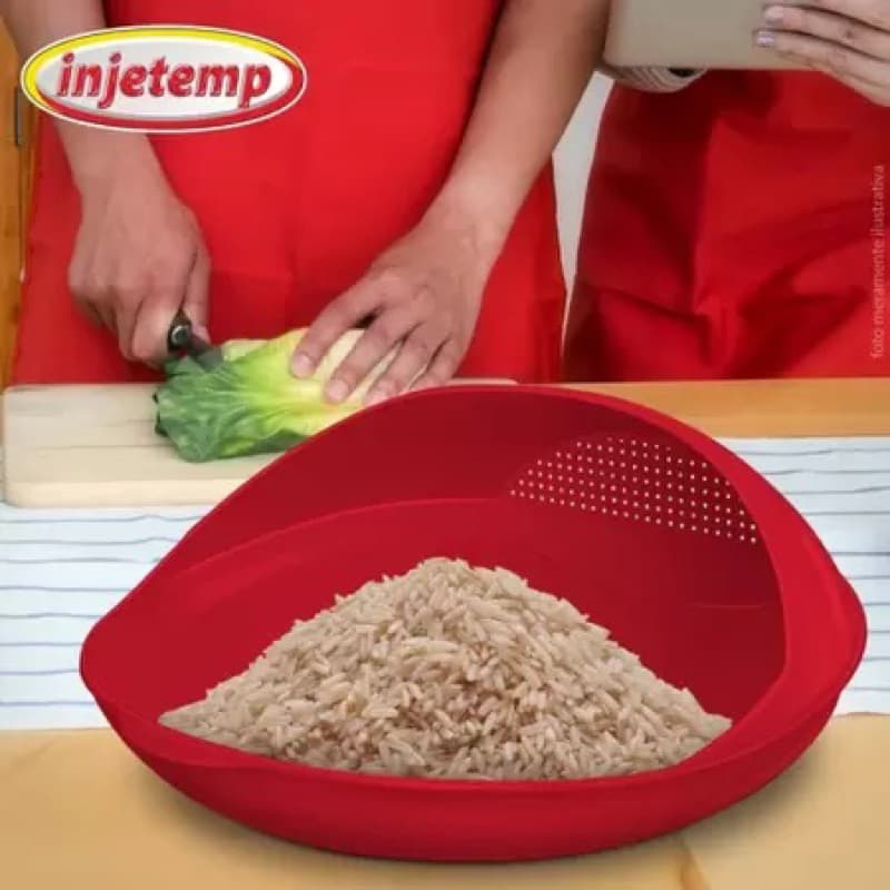 Kit Escorredor De Arroz E Escorredor De Massa E Legumes Plástico - Injetemp
