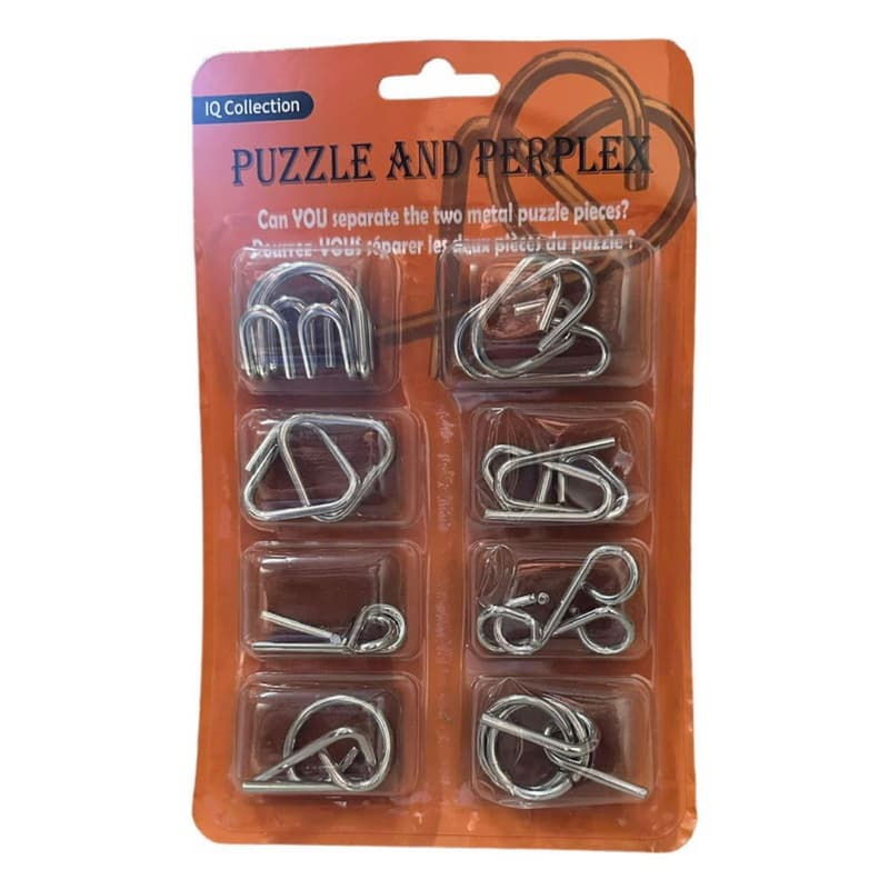 kit 8 Quebra cabeça metal puzzle diversão certa