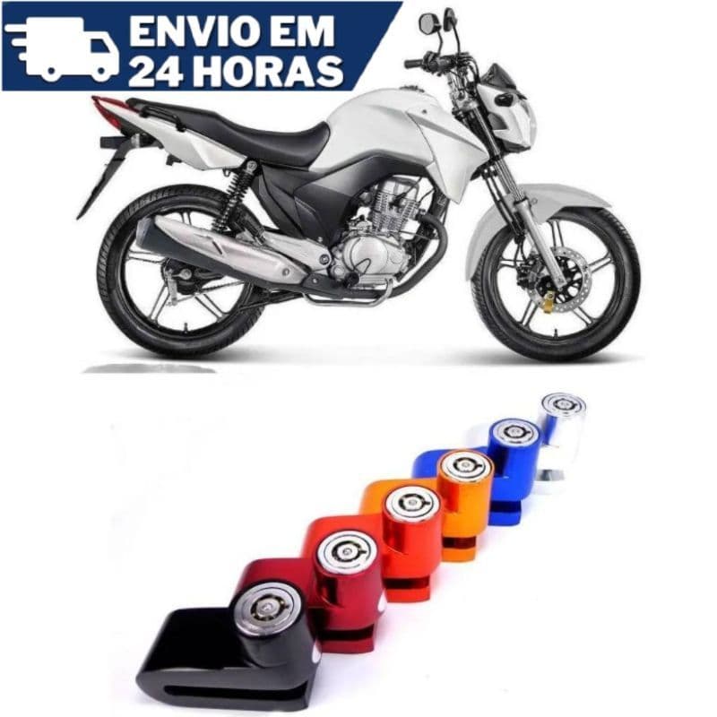 Tranca De Freio A Disco Trava De Segurança Universal De Moto Com 2 Chaves Diversas Cores