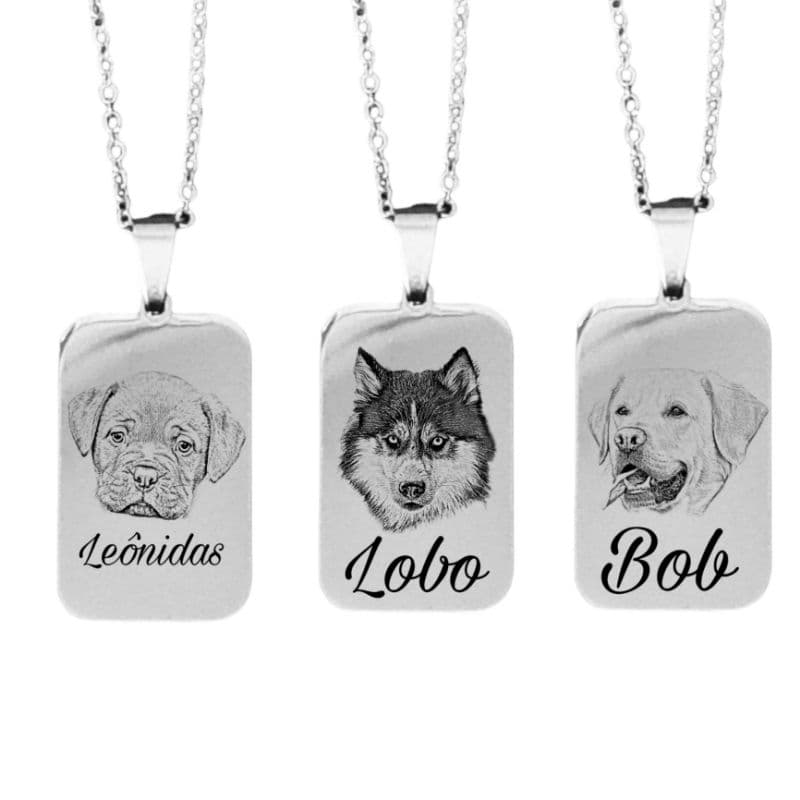 Colar Cordão Corrente Imagem Foto e Nome Pet Ou Filho Masculino Feminino  Pingente Aço Inoxidável